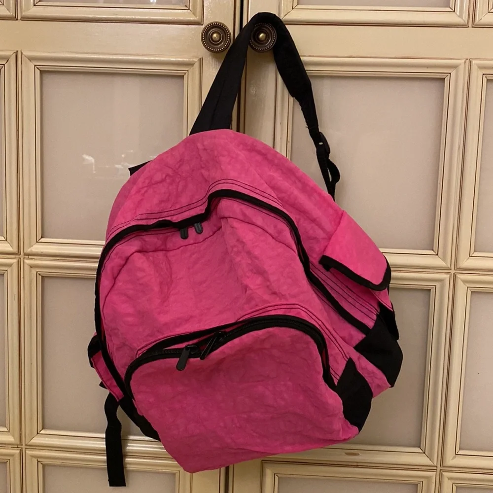 Pink Backpack w/ Black Accent Dual Zippers Holds All Washable Barbiecore Y2K